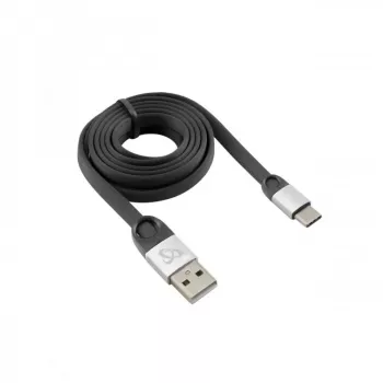 Sbox USB 2.0–Type-C kabelis, melns/sudrabs, 1.5 m, 2.4 A