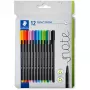 Finelineris Staedtler 334 C12 Superfine Melns Zils Zaļš Pelēks Gaiši Zils Gaiši Zaļš Oranžs Rozā Sarkans Violets Dzeltens 12 gab.