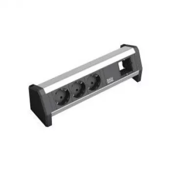 Strāvas pagarinātājs Bachmann 3x Schuko 1x GST18 Melns Sudrabs