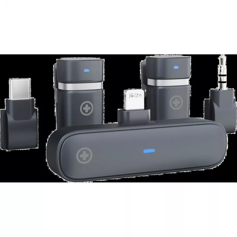 Bezvadu mikrofona komplekts Plusonic PS-TDS9 ar USB-C, Lightning un 3.5 mm savienotājiem