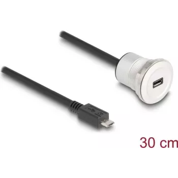 DeLOCK 88184 USB kabelis USB 2.0 0.3 m USB B melns sudrabs