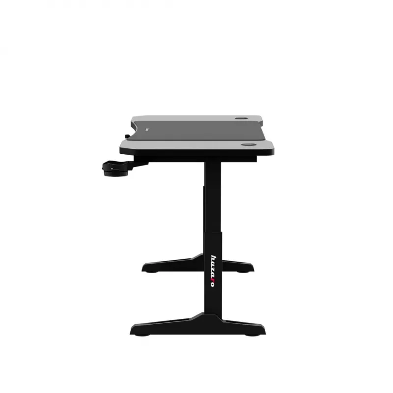 Gaminga galds huzaro Hero 3.6 — taisnstūra 1400×600 mm, augstuma regulējums 560–790 mm, melns, H-kājas, 15 mm virsma