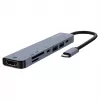 USB Type-C centrmezgls SAVIO AK-82 ar HDMI, MicroSD, USB 3.2 Gen1, PD caurlaidi, 4K@30Hz, 5000 Mbit/s, melns