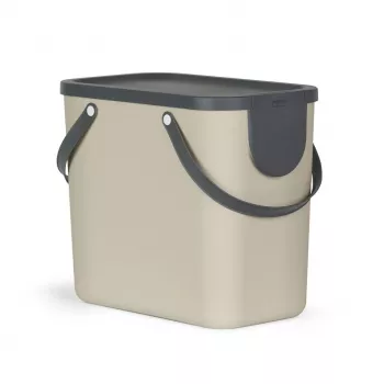Rotho Albula taisnstūra uzglabāšanas/atkritumu konteiners 25 L, kapučīno, tehnopolimērs, 400×235×340 mm