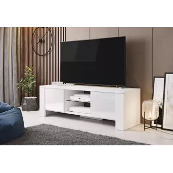 Cama TV statīvs WEST 42/130/42 balts/balts glancēts
