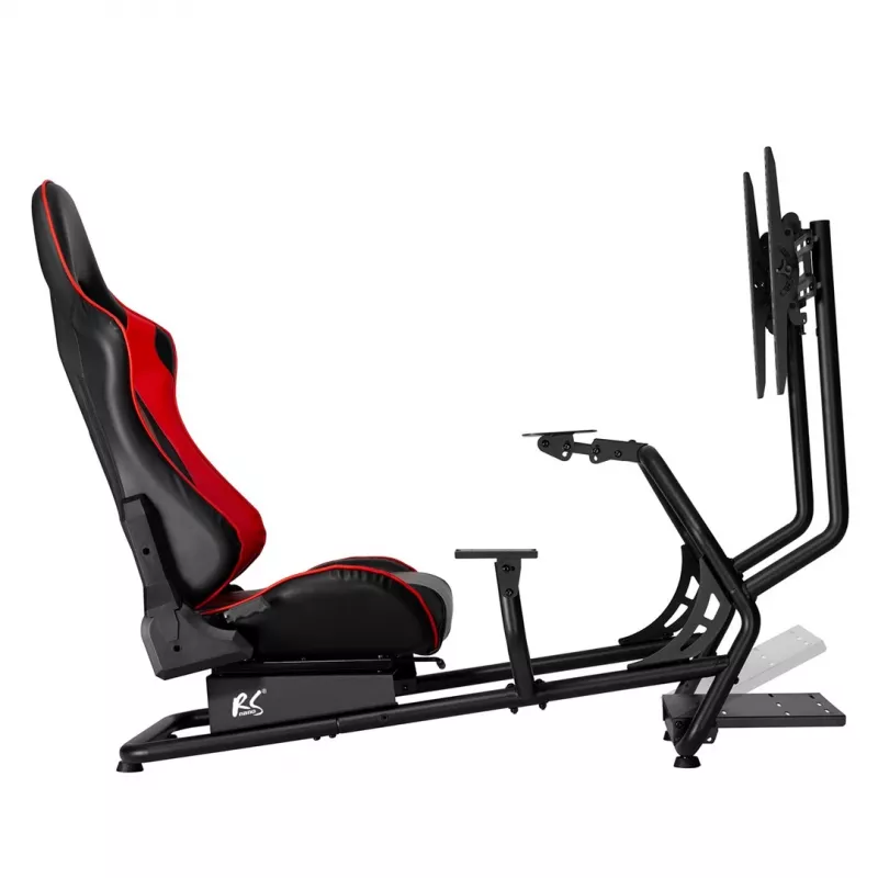 NanoRS RS160 Spēļu krēsls un simulatora statīvs 3-in-1, PC/konsolēm, mākslīgā āda, stūres statīvs, TV kronšteins līdz 50 collām, VESA 400x400