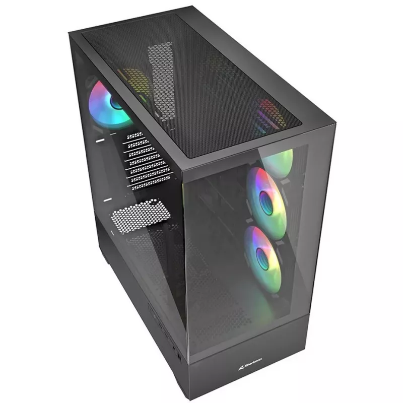 PC korpuss Sharkoon AK6 RGB, ATX, Melns