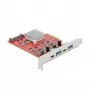 DeLOCK PCI Express x4 paplašināšanas karte ar 4 USB 10 Gbps portiem (2x Type-A, 2x Type-C)
