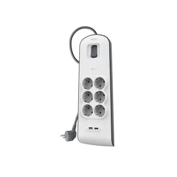Pagarinātājs Belkin BSV604VF2M-V2 — 6 kontaktligzdas, 2× USB-A, 2 m kabelis