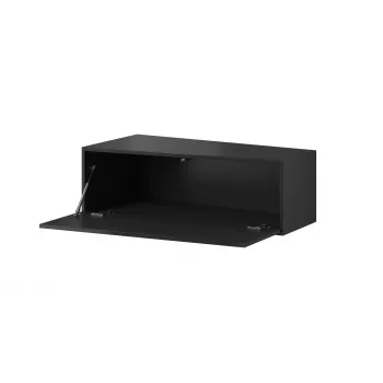 TV statīvs Cama Meble VIGO SLANT '90' – 900×400×300 mm, melna virsma (skaidu plātne), melns rāmis, spīdums