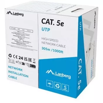 Tīkla kabelis Lanberg LCU5-15CC-0305-S, pelēks, 305 m, Cat.5/Cat.5e, U/UTP