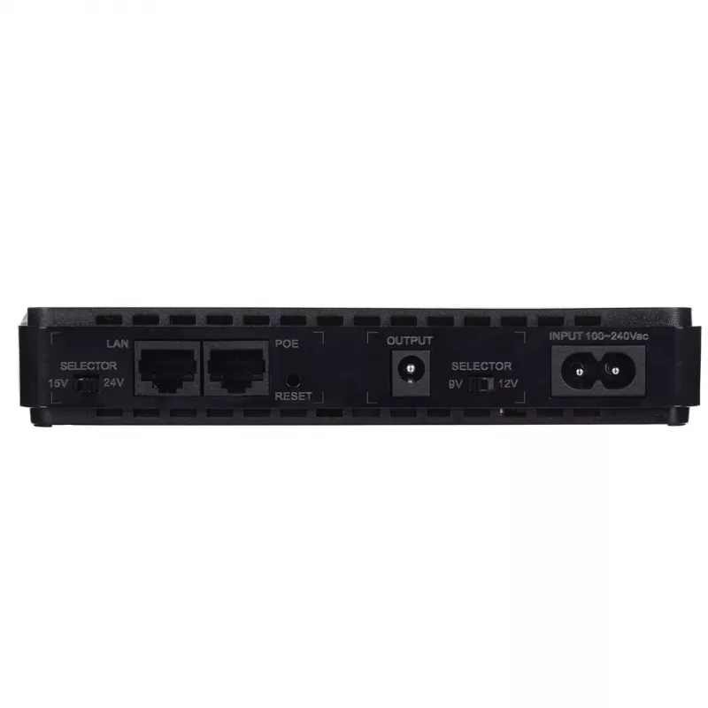 MPL Power RouterUPS-30-PoE 30 W strāvas adapteris/invertors iekštelpām, 100–240V, melns, 160×105×28 mm