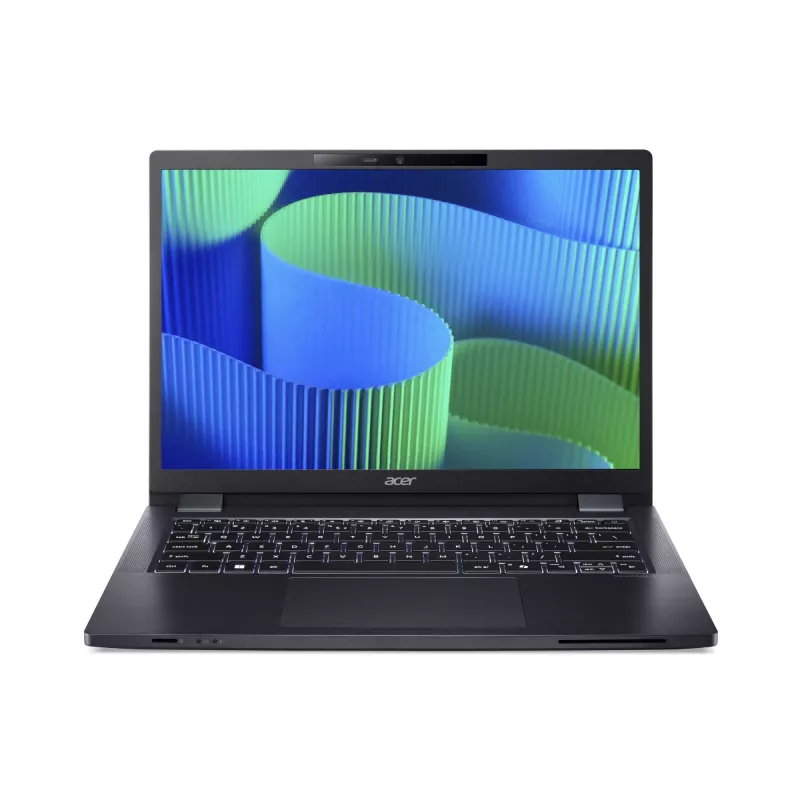 Portatīvais dators Acer TravelMate TMP414-53-G2-TCO-585Q ar 14 collu WUXGA (1920 x 1200) ekrānu, Intel Core 5 120U, 16 GB DDR5, 256 GB SSD, Intel Iris Xe Graphics, 4G LTE, Windows 11 Pro, zilā krāsā