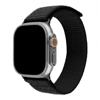 Nomaināma neilona siksniņa FIXED Sporty Strap Fixed FIXNST2-1029-BK Apple Watch Ultra 49mm, melna, 160–210 mm garums