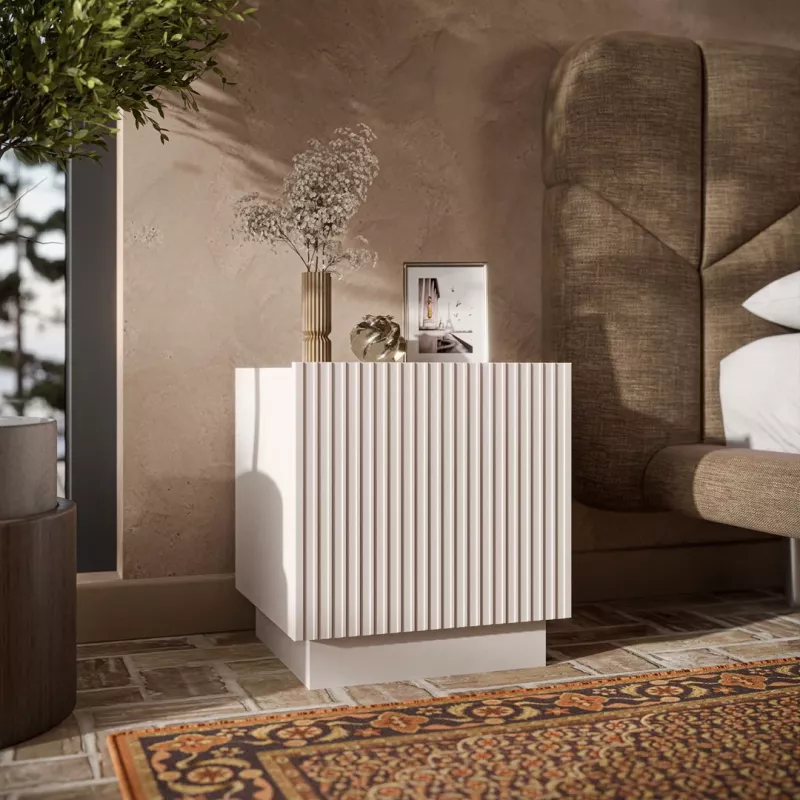 Naktsgaldiņu komplekts Cama meble LIVERTI 2 gab., 45×42×47 cm, smilškrāsas, MDF un skaidu plātne