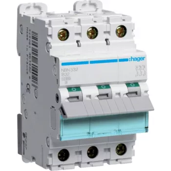 Hager NBN332 Strāvas slēdzis B tips 3P 3 moduļi