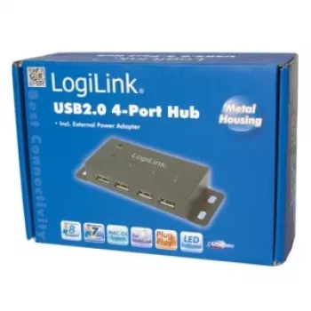 USB 2.0 centrmezgls LogiLink UA0141A, metāla korpuss, 4 porti