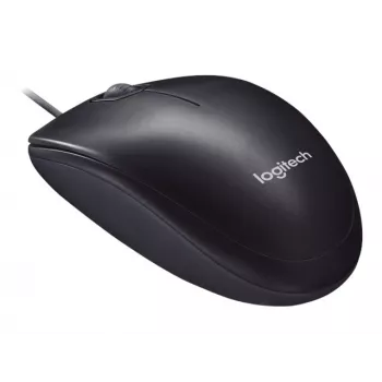 Logitech M90 vadu optiskā biroja pele — 1000 DPI, ambidekstrāla, USB Type-A, melna