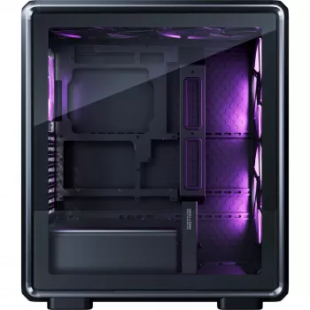PC korpuss Cooler Master MasterFrame 500 Mesh Midi Tower — Melns ar caurspīdīgu sānu paneli, atbalsta ATX/EATX, 2×200 mm priekšā, 1×120 mm aizmugurē