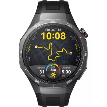 Viedpulkstenis HUAWEI WATCH GT5 Pro 46mm — 1,43 collu AMOLED, GPS, 524 mAh, titāna korpuss, melna siksniņa