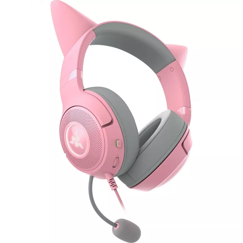 Razer Kraken Kitty V2 RZ04-04730200-R3M1 vadu austiņas spēlētājiem, USB-A, mikrofons, 40 mm skaļruņi, Quartz rozā