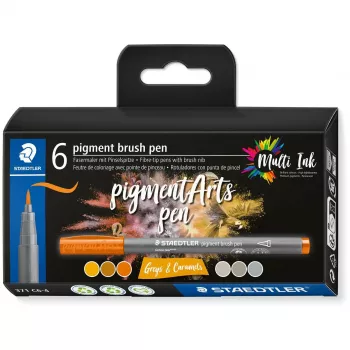 Brush Pen Staedtler Pigment Arts Greys & Caramels 6 gab.