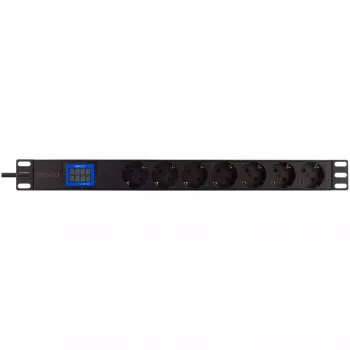 Strāvas sadalītājs PowerWalker 10133010 PDU 1U Melns, F tipa kontaktligzdas, C20 savienotājs, 16 A, 3500 W, 2 m kabelis