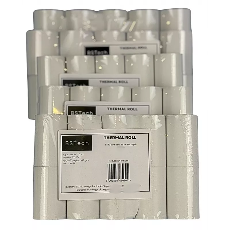 BSTech termopapīra ruļļi kases aparātiem fiskālie 57x15m 10 gab.