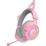 Razer Kraken Kitty V3 Pro - Quartz bezvadu un vadu austiņas ar mikrofonu, spēlēm, USB Type-A, Bluetooth, rozā