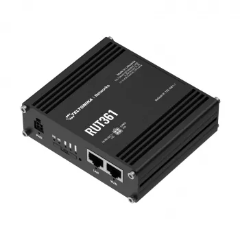 Teltonika RUT361 industriālais 4G LTE maršrutētājs, Cat 6 LTE, WiFi 4, 2x RJ45 100 Mb/s, IP30