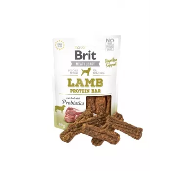 Suņu gardumi Brit Jerky Snack Jērs 80 g — bez cukura, pieaugušiem suņiem, paciņa
