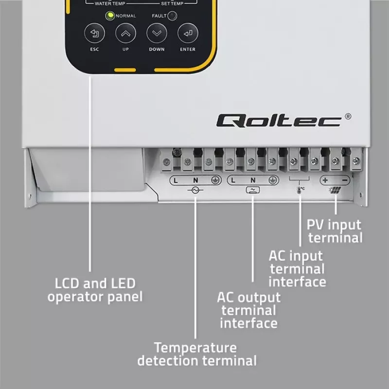 Invertors QOLTEC ECO Solar Boost 4kW MPPT LCD, 4 kW izeja, MPPT kontrolleris, LCD displejs