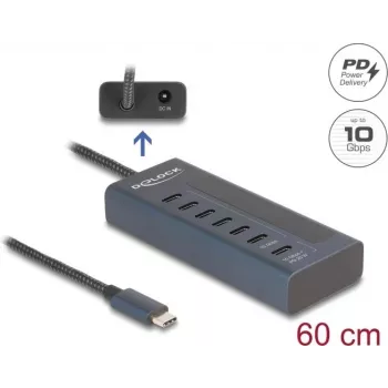 DeLOCK USB Hub 3.2 Gen 1 Type-C 7 portu zils 64288