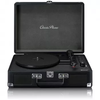 Pārnēsājams atskaņotājs Lenco TT-115 Melns — koferīša tipa skaņuplašu atskaņotājs ar Bluetooth 5.0, USB ierakstīšanu, 33/45/78 RPM