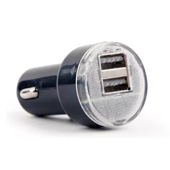 Auto lādētājs Gembird EG-U2C2A-CAR-02, 12–24V ieeja, 5V/2.1A izeja, 2× USB 2.0, melns