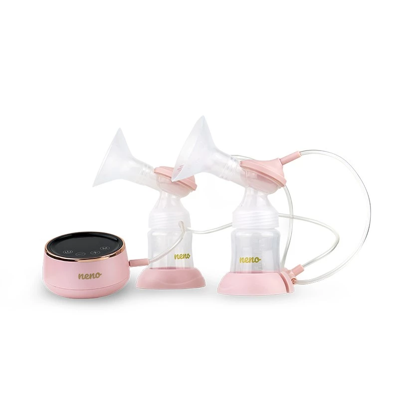 Elektriskais krūts pumpis neno Bella Twin — elektronisks, 150 ml pudelītes, 6 stimulācijas / 9 sūkšanas līmeņi, USB Li-Ion akumulators, rozā/caurspīdīgs