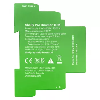 Shelly Pro Dimmer 1 DIN Sliežu Viedais Dimmer, 1-kanāls