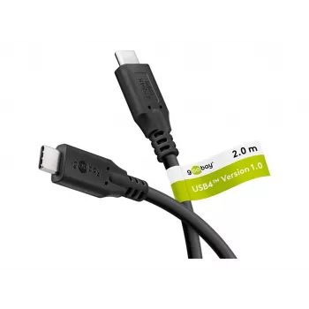 Goobay USB-C™ kabelis, USB4™, 100 W, 20 Gbit/s, Power Delivery, 2 m, Melns