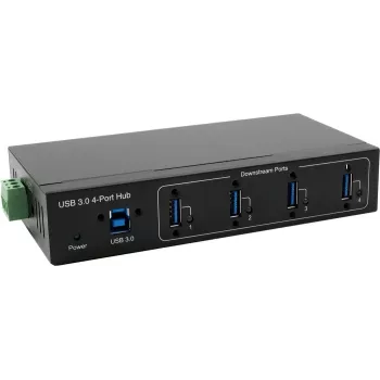USB 3.2 Hubs Exsys EX-11224HMVS — 4 portu Gen1 centrmezgls ar USB kabeli un DIN-sliedes stiprinājuma komplektu
