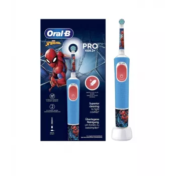 Elektriskā zobu birste Oral-B Vitality PRO Kids Spiderman, zila — bērnu zobu birste ikdienas lietošanai