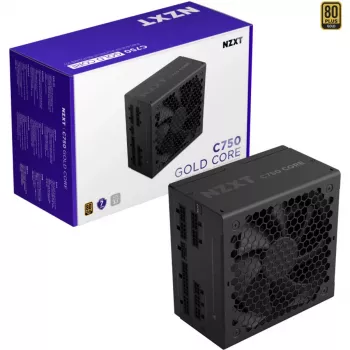 NZXT C750 Gold Core barošanas bloks, melns, 750W, 80 PLUS Gold, 12-pin GPU, 3x PCIe, kabeļu pārvaldība