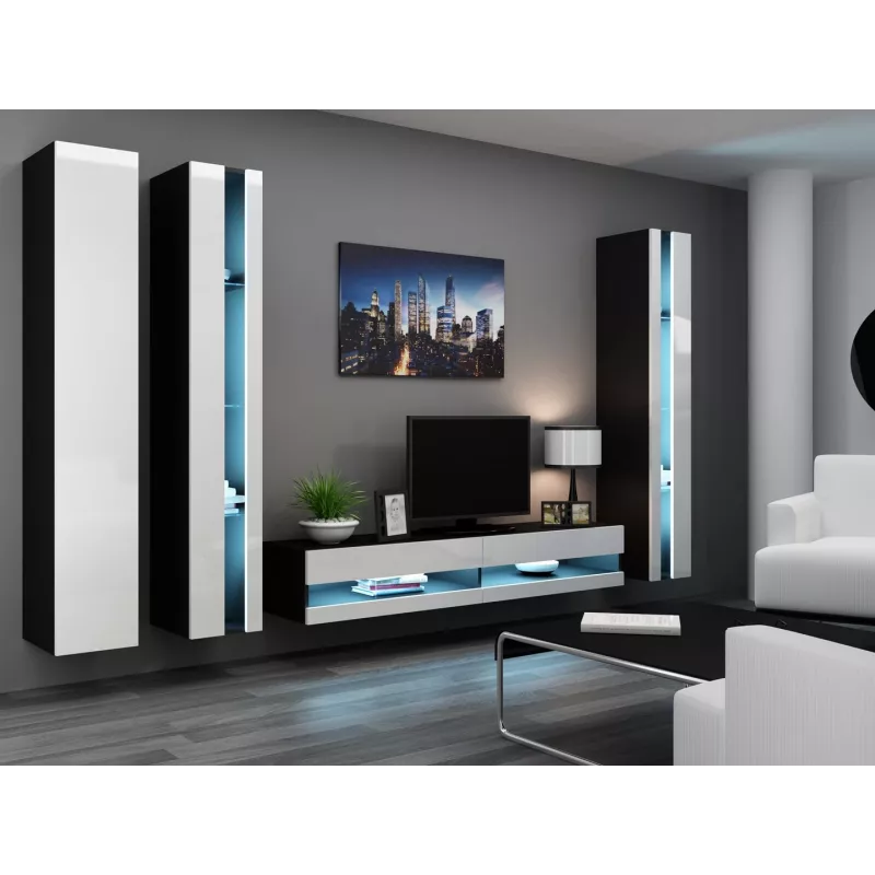 TV statīvs VIGO NEW 30/180/40, 1800×400×300 mm, melna virsma, skaidu plātnes rāmis