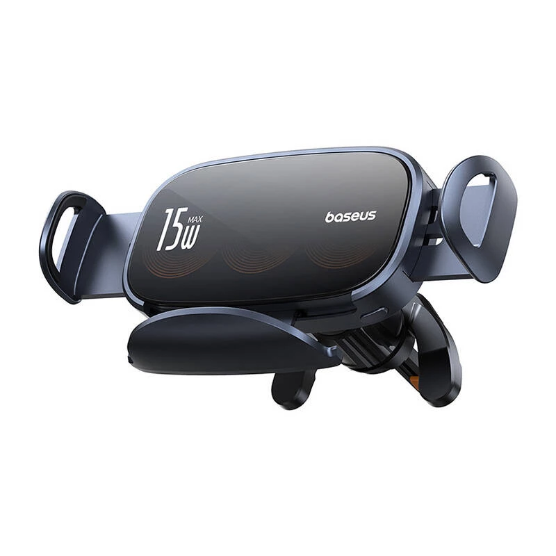 Baseus LightChaser BS-CM029 15W bezvadu lādēšanas auto telefona turētājs gaisa ventilācijas restēm, melns