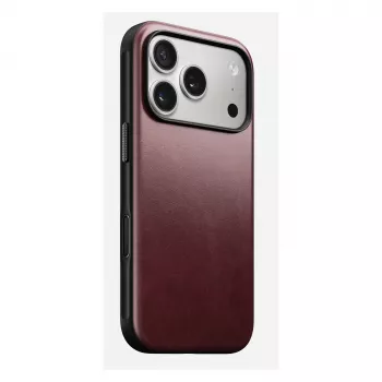 Mobilā telefona maciņš Nomad Modern Leather Case iPhone 17 Pro, āda + TPU + PC, piemērots 16 cm (6,3 collu) ekrānam, Bordo