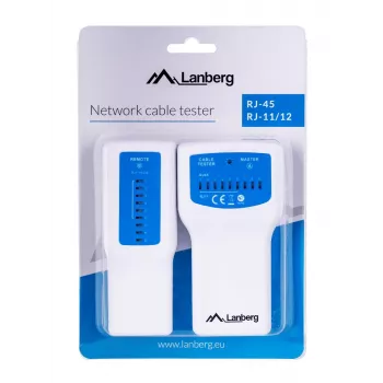 PoE tīkla kabeļu testeris LANBERG NT-0402 ar RJ-45/RJ-11 atbalstu, LED indikatoriem