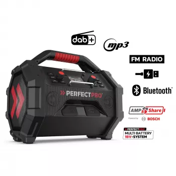 Pārnēsājams būvniecības radio PerfectPro ROCKTAGON 18V — bezvadu radio darba vietai
