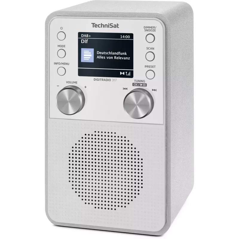 Digitālais radio TECHNISAT DigitRadio 317 Balts — FM un DAB+ uztveršana, kompakts galda modelis