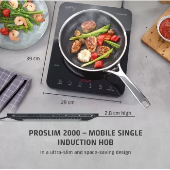 Caso ProSlim 2000 2236 Mobilā indukcijas plīts, stikls, sensors, melna
