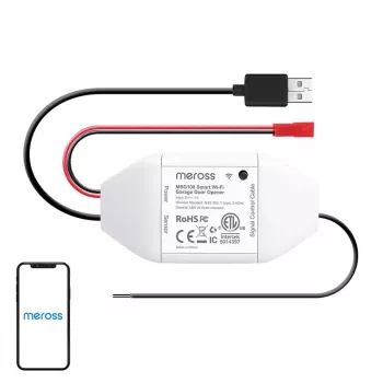 Meross MSG100HK viedais garāžas durvju slēdzis — saderīgs ar Apple HomeKit, Wi‑Fi vadība vienām durvīm