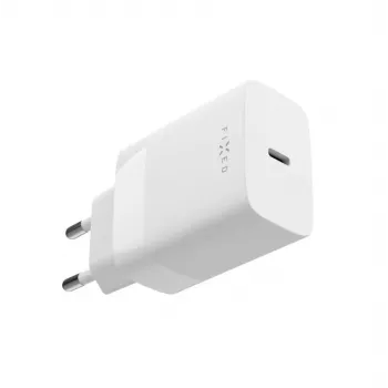 USB-C ceļojumu lādētājs FIXED FIXC30N-C-WH — 30W kompakts viena porta ātrās uzlādes adapteris